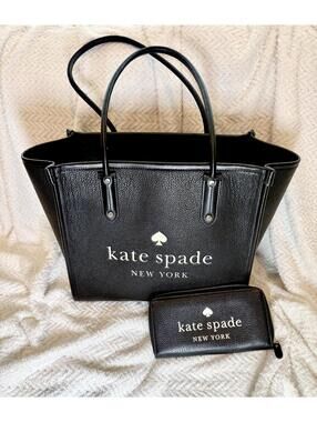 Excellent Condition Kate Spade Matching Black Leather Shoulder Tote Bag & Wallet